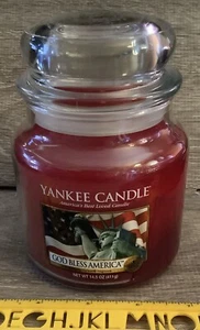 Yankee Candle "GOD BLESS AMERICA" Patriotic~ Large 14.5 Oz ~RARE~NEW - Picture 1 of 4