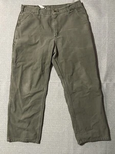 Vintage Carhartt Hose Herren 36x30 Grün Canvas Carpenter Baggy Loose B11 MOS Arbeit - Bild 1 von 9