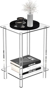 Acrylic Small Side Table with Square Leg - 13.4'' L X 11.5'' W X 19.6'' H - Smal - Picture 1 of 7