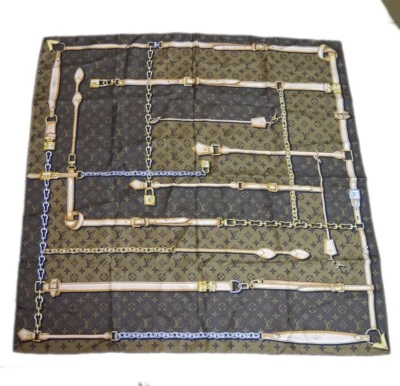 Auténtica bufanda confidencial Louis Vuitton M78666 seda #5454 Foto 1 de 4