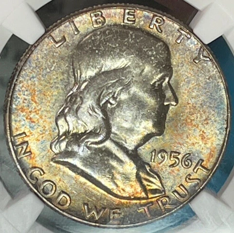 1956 MS67 NGC FRANKLIN HALF TONED SUPERB GEM MINT SET TONING COLORS Cover