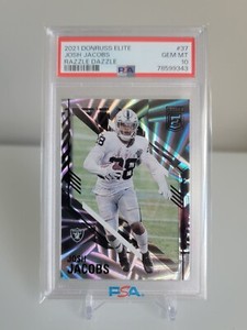 2021 Donruss Elite Josh Jacobs Razzle Dazzle #37 Raiders GEM-MT PSA 10 SSP POP 1