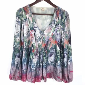 Sundance Tunika Damen 100 % Seide Blumenmuster gerissener Fluss Zuckerpflaume Gartenbluse Medium - Bild 1 von 11