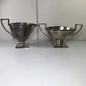 Antique E.G. Webster & Son Silverplate Art Nouveau Floral Creamer & Sugar - Picture 1 of 15