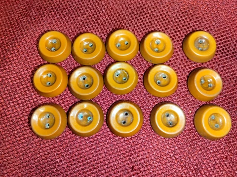 Antique celluloid two tone buttons, rare set of 15 Cover