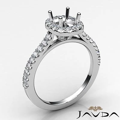 Halo Prong Set Cushion Semi Mount Diamond Engagement Ring 14k White Gold 0.35Ctw - Image 1 of 4