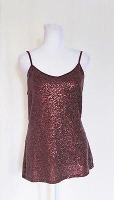 Camiseta sin mangas Express para mujer mediana cami bronce lentejuelas correa ajustable Foto 1 de 4