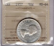 **1957 SILVER 50 CENT  ** CANADIAN  **ICCS MS-64**