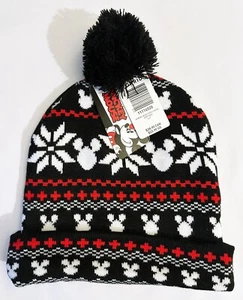 Torrid Disney Mickey Mouse Fair Isle Beanie Schneeflocken Bommel Einheitsgröße - Bild 1 von 5