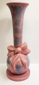 VTG Royal Haeger Hickman Large Bow Vase 14" Mauve Pink Purple USA #455 Pottery - Picture 1 of 7