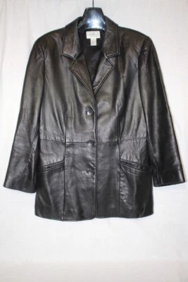 Chaqueta para mujer NORDSTROM 100 % cuero negro, totalmente forrada, talla M-B93 Foto 1 de 4