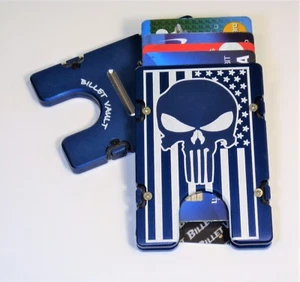 American Flag Punisher, Herren Aluminium Geldbörse, RFID Schutz, blau eloxiert - Bild 1 von 4