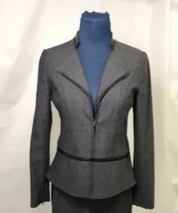 White House Black Market Gray Zip-Front Blazer Size 6 - Picture 1 of 2