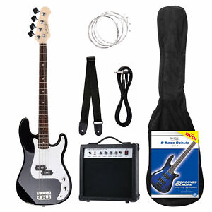 Pack Basse Electrique Guitare Preci Bass PB-Style Set Amplificateur Housse Noir