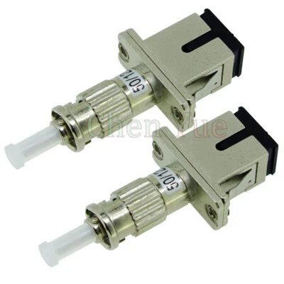 2pcs SC Female-ST Male Optical Adapter ST-SC flange Coupler Multimode MM 50/125 - Image 1 of 4
