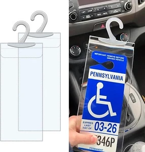 2 PCS Handicap Placard Holder for Auto, 11.6" X 5" Ultra Transparent Disabled Pa - Picture 1 of 7