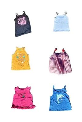 6pc Lot Girls Sz S (6-6X) Spaghetti Strap Tank Tops 365 Kids Lee Gap Faded Glory - Image 1 of 4