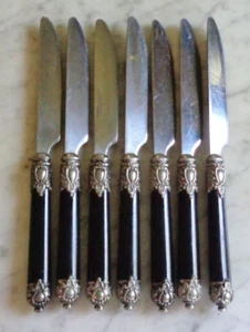 7 Hampton Silversmiths Stainless San Remo Black 9 1/4 inch Dinner Knives - Picture 1 of 3