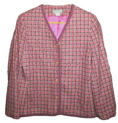 Koret ♈Jaqueta feminina de tecido com botões tamanho 12~Tecido rosa/roxo - Imagem 1 de 3