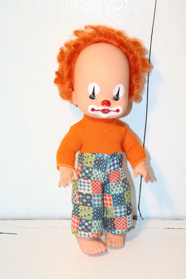 Poupée vintage pouic pouic  CLOWN MIGLIORATI - ITALIE - 34 cms - cheveux orange - Photo 1/2