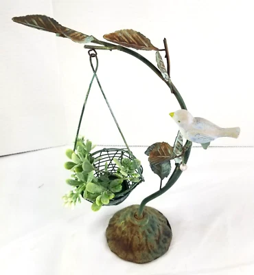 Nido colgante de metal primitivo y pájaro 13" núcleo de casa de campo granja Foto 1 de 4