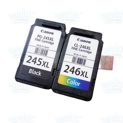 Cartuchos de tinta Clr de alto rendimiento originales Canon PG-245XL negros y CL-246XL Foto 1 de 2