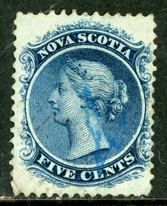 Canada 1860 Nova Scotia 5¢ Blue Scott #10 VFU Z44 - Picture 1 of 6