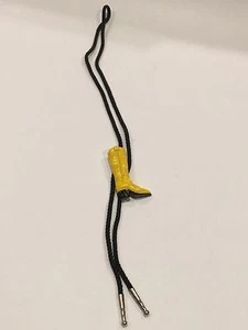 Western Bolo Tie with Yellow Cowboy Boot Slide - Picture 1 of 2