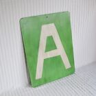 Metal Letter Sign, Initial Hanging Sign Panel, Green White A Brushed Alphabet