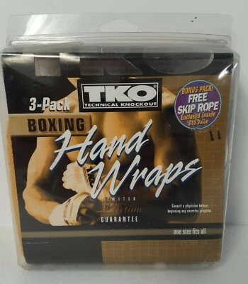 Juego de envolturas de mano de boxeo TKO 3 envolturas y cuerda para saltar Foto 1 de 3