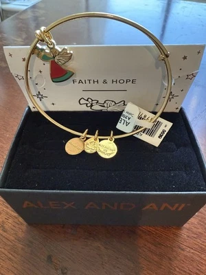ALEX AND ANI Color Infusion HOLIDAY ANGEL Shiny Gold BANGLE BRACELET NIB! - Image 1 of 4
