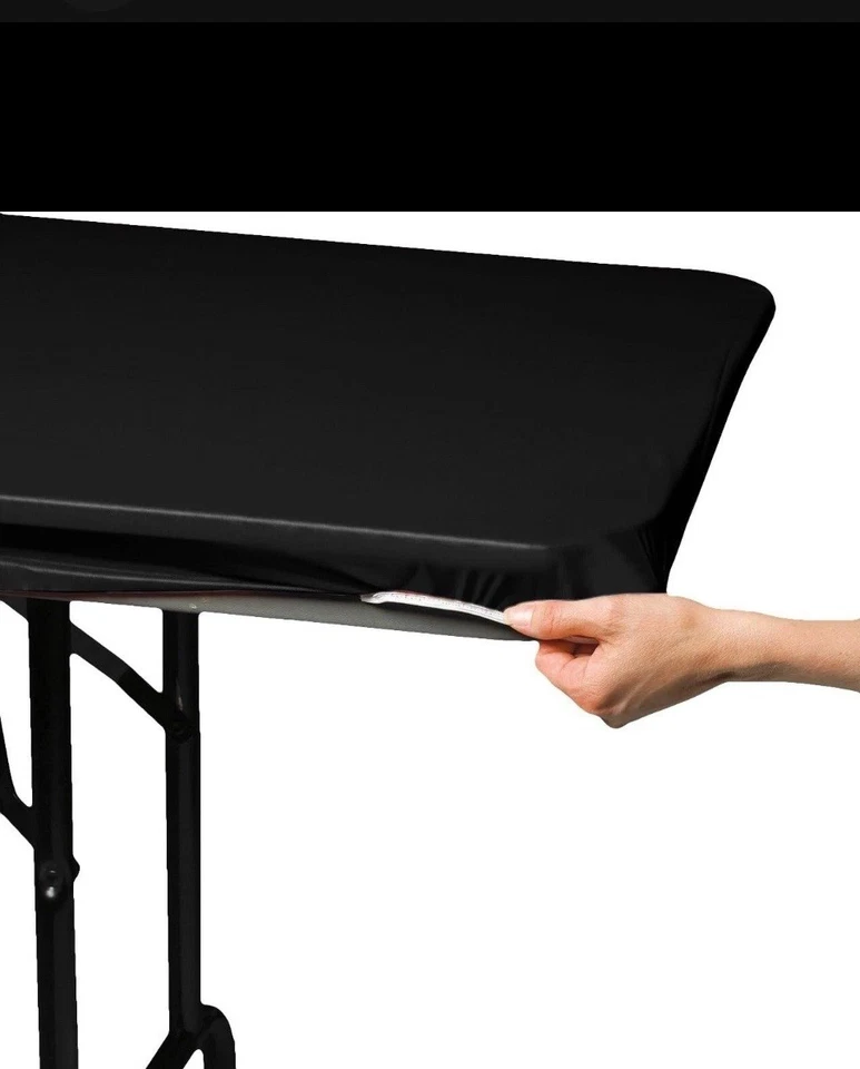 Creative Converting 701000 Stay-Put Plastic Table Cover 29 by 72 Black