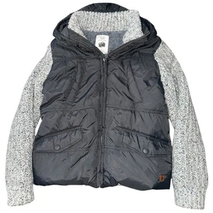 Zara Knitwear Boys Size 8 Gray Mixed Media Nylon Sweater Knit Jacket - Picture 1 of 8