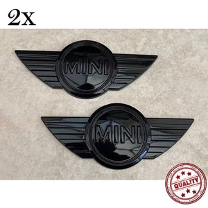 SET Mini Badge Logo Front Bonnet Rear Boot Gloss Black Metal Sticker Hood Cooper - Picture 1 of 1