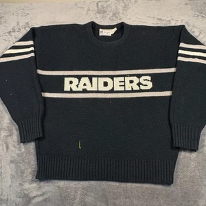 Vintage Las Vegas Raiders Sweater Adult XL Black Cliff Engle Football NFL w/Flaw - Picture 1 of 10