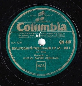Backer Grøndahl. Grieg (Trollhaugen). Col GN 410 (10"). NM(-) - Picture 1 of 1