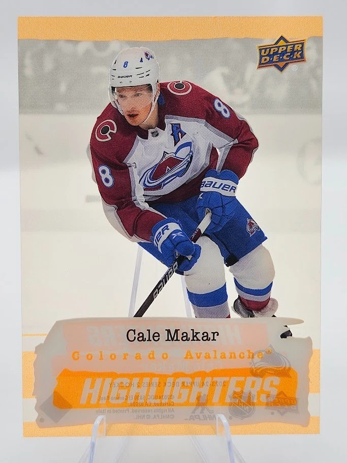 Cale Makar 2023-24 Upper Deck Series 2 Highlighters Orange Card #HL-23  (1:288) - Image 1 of 2