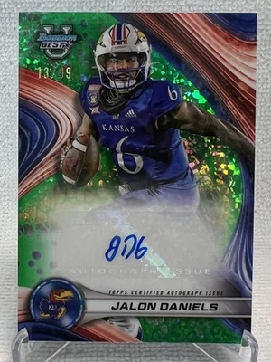 JALON DANIELS 2024 Bowman Best Auto Green Mini-Diamond /99 Kansas Jayhawks - Image 1 of 2