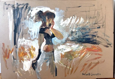 Óleo sobre cartón 34”x24” Mujer Boudoir Figura Cubista Arte Original Foto 1 de 3