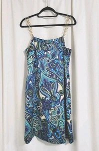 INC Silk Mini Dress Size 10 Paisley Boho Chain Straps Retro *Issue - Picture 1 of 10