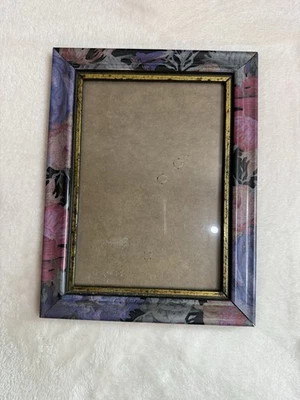 5x7 Vintage Pink Purple Floral Gold Border Plastic Antique Picture Photo Frame - Image 1 of 4