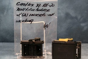 Graflex XL XLRF Graphic RH- 20 Roll Film 220 holder w/ (2) WORKING INSERTS - Picture 1 of 12