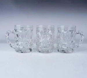 Tiffany & Co. Crystal Rock Cut Beer Mugs Clear Barware Set of 3 - Picture 1 of 5