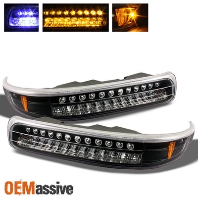 Fits 99-02 Silverado 00-06 Tahoe Suburban Black Amber LED Bumper Signal Lights - Image 1 of 2