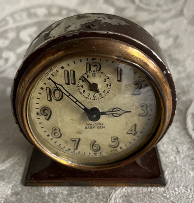 Antique 1932 Westclox Baby Ben Style 3 61L Burgundy Alarm Clock-Working - Image 1 of 4