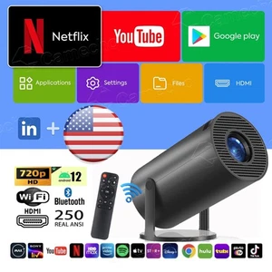 Smart LED Projector 5G 4K 1080p Mini Home Theater WiFi Bluetooth Android 12 - Picture 1 of 20