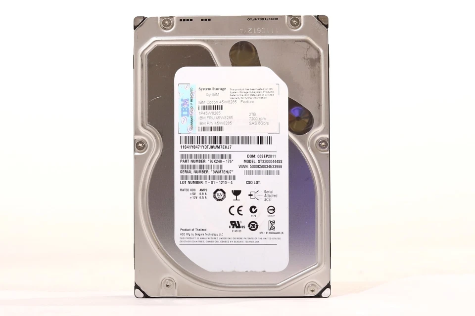IBM ST32000444SS 2TB 3.5" 6Gb/s 7.2K RPM SAS Drive FRU P/N: 45W8285 Tested - Image 1 of 2