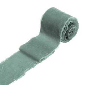 1 Roll Velvet Ribbon, 3 Inch x 3 Yard Silk Frayed Ribbon, Light Blue - Picture 1 of 5
