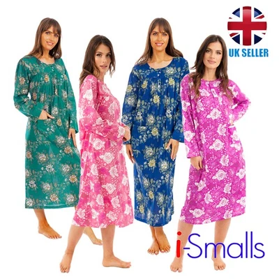 i-Smalls Ladies  Long Nightshirt 100 % Cotton with Lace Detail - Image 1 of 4