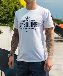 Camiseta Gasolina Impresa Pantalla Retro Lavada Logotipo Premium Alto Octanaje Gasolina - Imagen 1 de 6